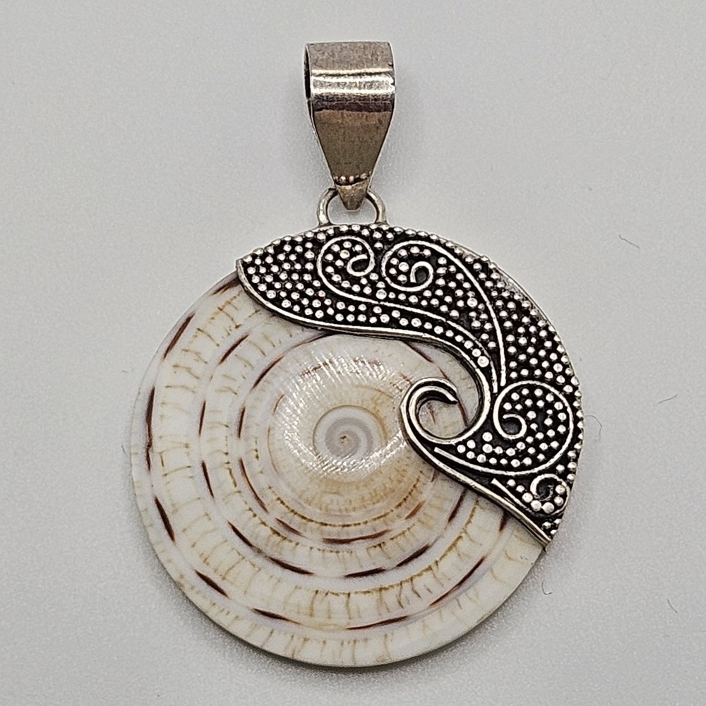 Sterling Silver Shiva Shell Pendant Artisan Spiral 925